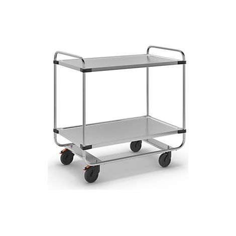 Carrito de servicio de acero inoxidable  montado  con 2 pisos 