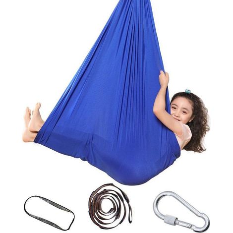 Hamac de balançoire pour Enfant, Chaise Sensorielle de Balançoire, Hamac Doux avec Besoins, Yoga en Plein Air, Camping (Bleu, 1m) (1/5)
