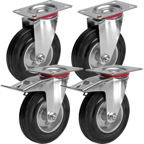 Set di 4 ruote piroettanti per trasloco mobili, portata massima 400 kg.