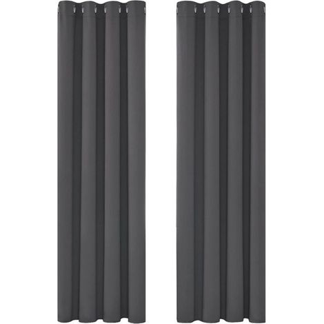Tende oscuranti termiche – 135 x 240 cm, grigio scuro, occhielli in metallo, set da 2