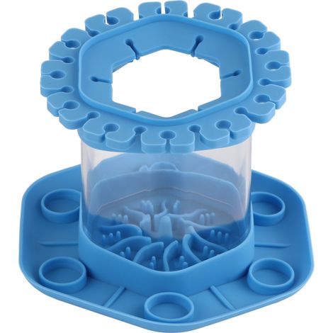 Brosse de nettoyage ronde détachable pour pinceaux de maquillage, tapis de nettoyant multifonction en gobelet bleu, idéal pour maison et dortoir. (1/5)