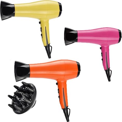 TrAdE Shop Traesio - Asciugacapelli 2200 Watt Con Diffusore Capelli Phon Pulsante Getto Aria Fredda Occhiello - (1/5)