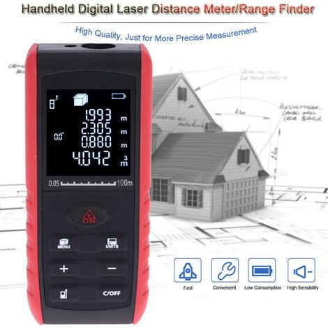 Télémètre laser numérique portable 100m, mesure distance surface volume avec indicateur d'angle, appareil de mesure laser à main (1/4)