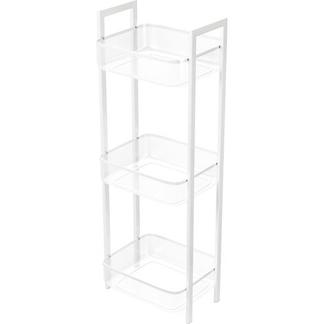 Meuble Organisateur Multiusage - 3 Paniers Verticaux - Acier Blanc - Rangement Cuisine - Dimensions : 330 x 250 x 850 mm (1/5)