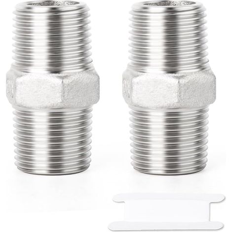 2 pièces raccords de tuyauterie à embout hexagonal en acier inoxydable 304, filetage BSP mâle 1" à mâle 1", raccord adaptateur droit (1/5)