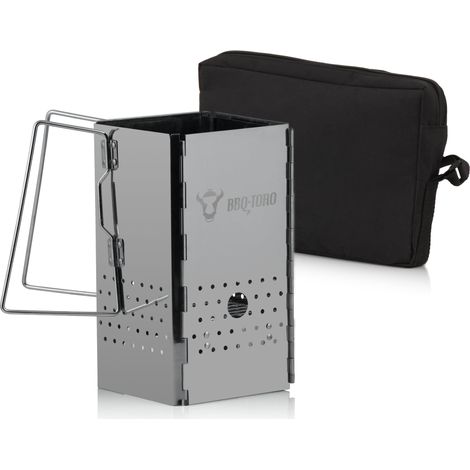 BBQ-Toro klappbarer Edelstahl Anzündkamin mit Griffen 16 x 16 x 29 cm (1/5)