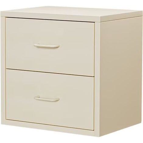 Table de Nuit, avec 2 Tiroir, Poignée, Table d’Appoint, pour Chambre, Salon,Beige (1/2)