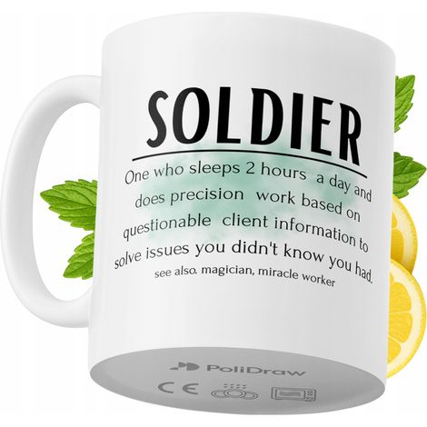 Tazza per un soldato, divertente e umoristica, per caffè e tè, con grafica e testo divertenti. Tazza ideale per compleanni, onomastici e festività. Tazza premium per occasioni speciali, per casa, uffi