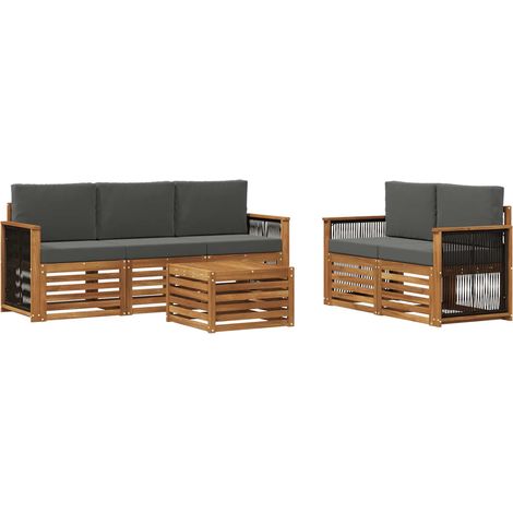 Sofa Sets with Cushion 6 pcs Solid Acacia Wood vidaXL (1/5)