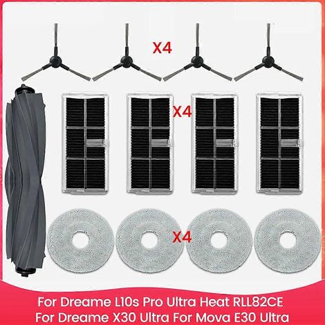 Pour Dreame L10s Pro Ultra Heat RLL82CE, Dreame X30 Ultra, Mova E30 Ultra aspirateur brosse latérale principale filtre HEPA vadrouille (1/5)