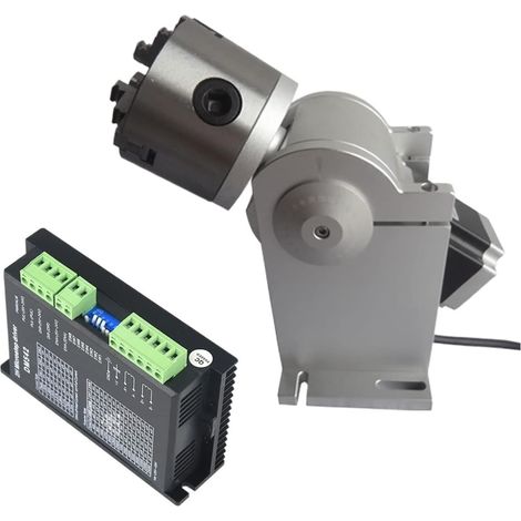 Moteur pas à pas 3 griffes axe rotatif 80 mm Chuck 3 Jaws 4th Axe DM542 Conduire for 2 0W 30W 50W Machine à gravure de marquage en métal à la plaque signalétique en fibre Pour routeur de tour de frais (1/5)