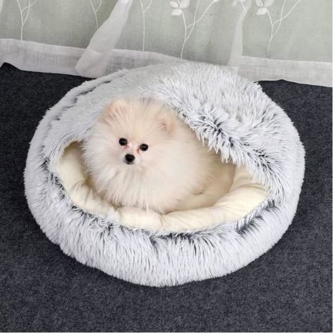 1 Stück Winter 2-in-1 Runde Warme Haustierbett, Plüsch Langlebiges Haus Tierbett, Warme Haustier Schlafsack, 40cm KORB