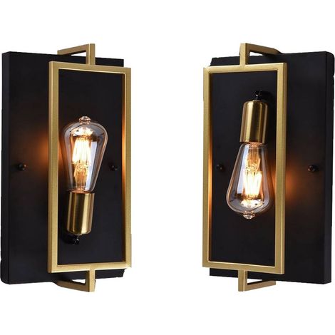 Applique a parete stile industriale lampada a muro in metallo attacco E27 decorazione soggiorno camera da letto nero e bronzo (1/5)