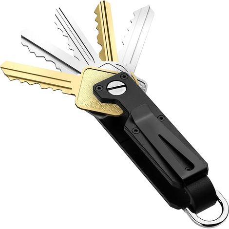 Organisateur de clés pour hommes - Porte-clés métallique compact Porte-clés innovant minimaliste Porte-clés intelligent sécurise 1-5 clés
