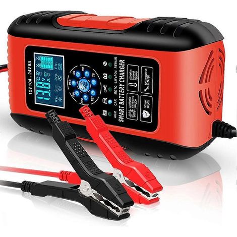 Intelligentes Autobatterieladegerät für 12V/10A- und 24V/5A-Batterien mit 7 Ladestufen, für AGM-, Nass- und Gel-Bleiakkumulatoren, EU-Stecker (1/5)