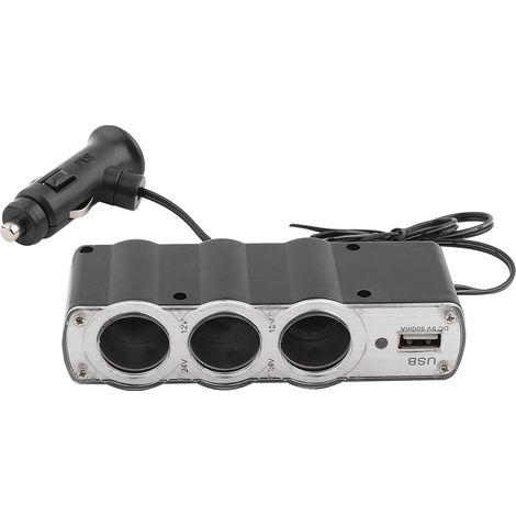 Allume-cigare triple avec ports USB et allume-cigare supplémentaire - Chargeur voiture multifonction (1/5)
