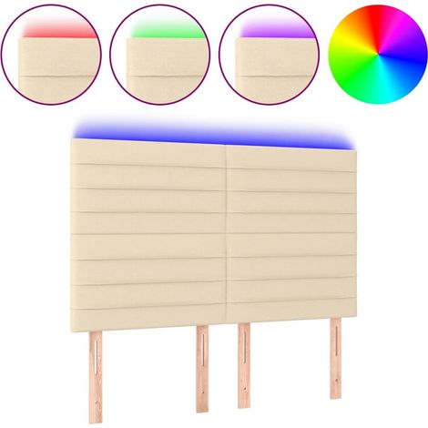 Maison Exclusive - Testiera a LED Crema 144x5x118/128 cm in Tessuto (1/5)