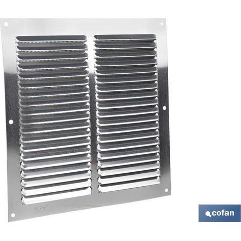 Grille de ventilation en aluminium avec moustiquaire intégrée, 20 x 20 cm et 0,6 mm d'épaisseur