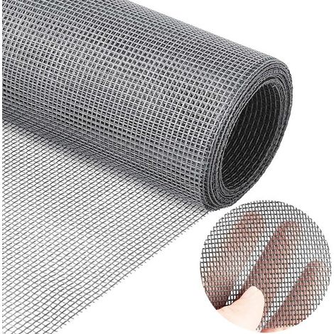 Moustiquaire de fenêtre en fibre de verre 150 x 100 cm, découpable sur mesure, indéchirable, pour fenêtres et portes, gris (1/5)