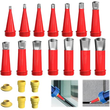 Universal Integrated Rubber Nozzle Tool Kit,Einteiliger Edelstahldüsen Set,2024 Neuest Kartuschenspitzen für Silikonspritze, 22PCS mit 6 Gummibasis, ideal für Haushalt Dichtmittel Werkzeug. (1/5)