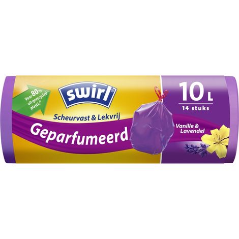 Swirl® Duft-Müllbeutel Vanille-Lavendel 10 L Reißfest & Dicht 14 Stück Müllsack