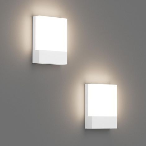 Lot de 2 appliques murales LED 24 W pour intérieur/extérieur, appliques modernes en aluminium blanc, éclairage mural pour entrée, couloir, escaliers, blanc neutre 4500 K, IP65, 1500 lumens (1/5)