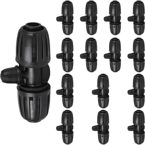 Confezione da 15 connettori a T con bloccaggio a barb, kit di raccordi per irrigazione a goccia da 8/12 mm a 4/7 mm, connettore femmina a 3 vie per sistema di irrigazione (1/5)