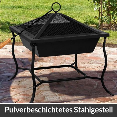 Steel fire pit with protection grid 45x45 cm