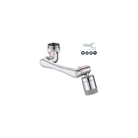 Robinet universel, 1080 degrés, fonction économie d'énergie, deux modes douche/bulle, chrome, argent