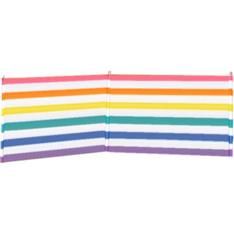 Paravent 3 Poteaux Acier Polyester Rayures Couleurs 240X80 cm Plage, Piscine, Jardin