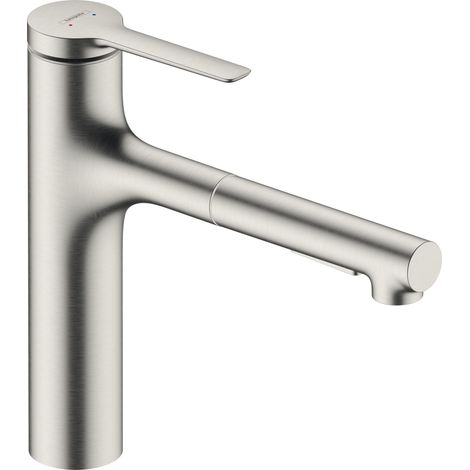Hansgrohe – Mitigeur de cuisine monocommande ComfortZone 160 – Douchette extractible avec 2 jets – Bec pivotant 150° – Débit 4,6 l/min