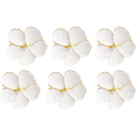 Lot de 6 ronds de serviette à fleurs, pour banquets et décorations de fêtes quotidiennes. (1/5)
