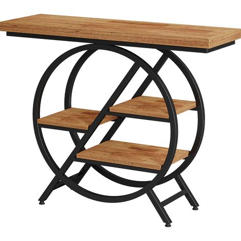 Table d’appoint avec espace de rangement, table d’appoint de couloir à 4 niveaux, table console au style unique, meuble TV (table uniquement)