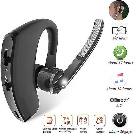 Écouteurs Bluetooth V8 Rtsport stéréo sans fil avec microphone HD et kit mains libres Bluetooth pour voiture avec microphone pour smartphone (1/5)