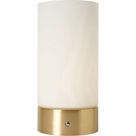 Litecraft Foschia Satin Brass Cylinder Rechargeable LED Touch Control Table Lamp