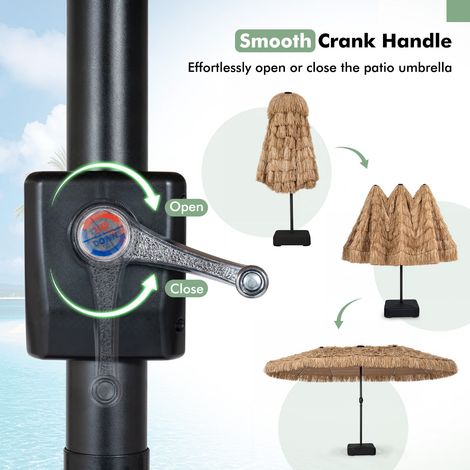 Parasol de jardin marron à double toit solaire avec 144 LED multicolores et base lestée pour terrasse et jardin (1/5)