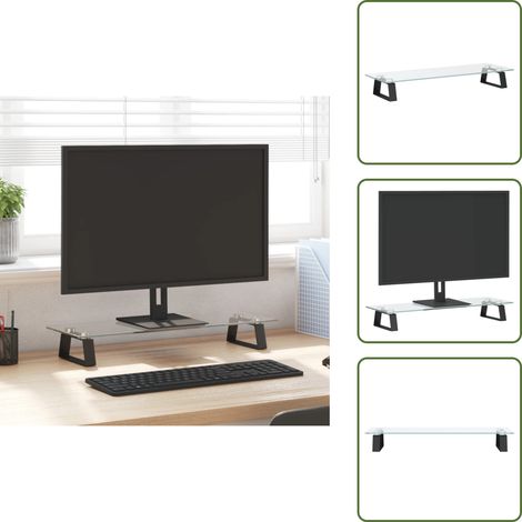 The Living Store Monitorständer Schwarz 60x20x8 cm Hartglas und Metall - Monitorhalter (1/5)
