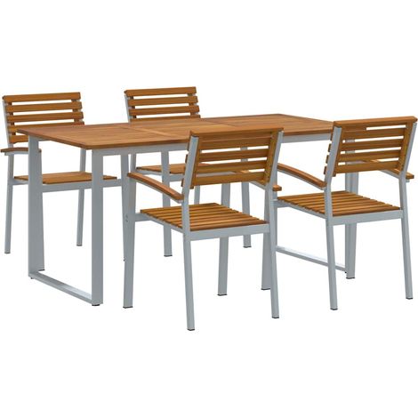 Garden Dining Set 5 pcs Grey and brown Solid acacia wood vidaXL (1/5)