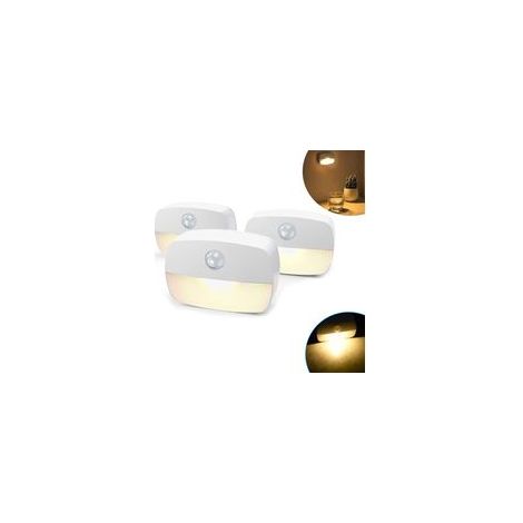 Lot de 3 Veilleuse LED Automatique ,Lampe de Nuit Murale avec Détecteur de Mouvement autocollante,Veilleuse Murale pour Salle de Bains,Chambre,Garage et Couloir(Blanc Chaud) (1/5)