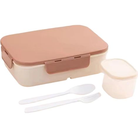 Portapranzo da 1200 ml con coperchio ribaltabile per uso esterno. Design portatile, impermeabile e impermeabile, ideale per ufficio o studio. Colore: marrone. (1/5)