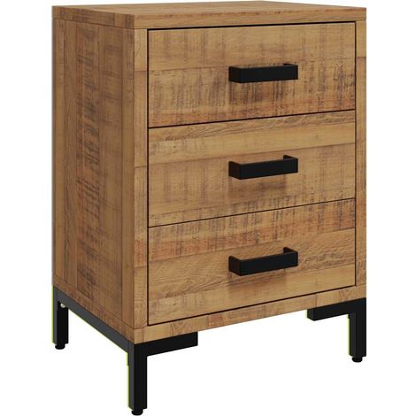 Comodino  Armadio da Notte  Mobiletto da notte Marrone 40x30x55 cm Legno Massello di Pino Riciclato (1/5)