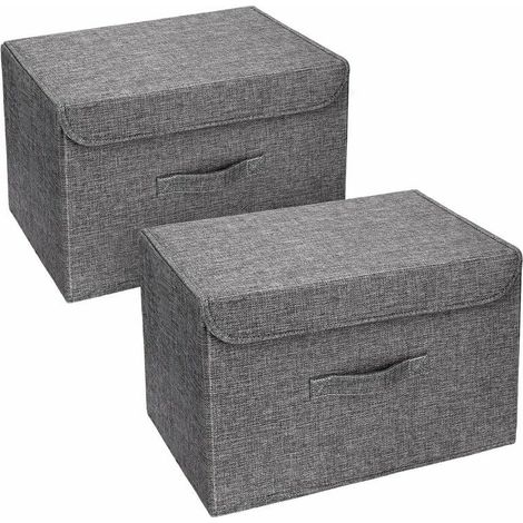 Juego de 2 cajas de almacenamiento lavables, plegables, para guardar ropa en casa, oficina, guardería, armario y dormitorio (gris) (1/5)