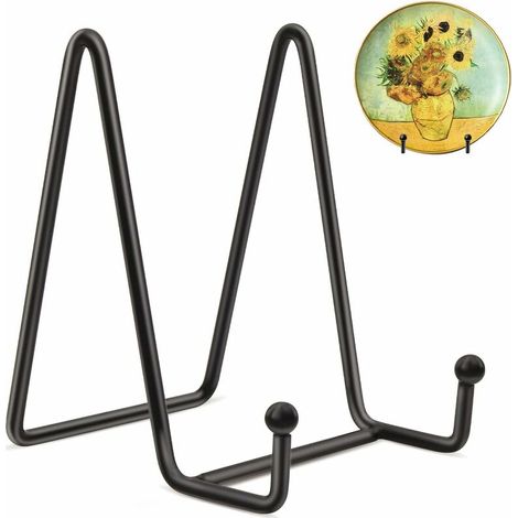 Cavalletto decorativo in ferro nero per piatti, foto o oggetti d'arte: versatile, robusto ed elegante, da appendere al muro. (1/5)