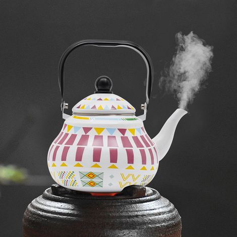 Bouilloire émaillée, théière, cafetière, Pour cuisinières électromagnétiques, cuisinières à gaz, cuisinières infrarouges, 2,5 L