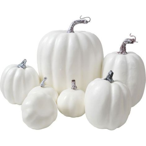 Modèle de citrouille simulée en 7 pièces,accessoires de décoration d'Halloween, ornements,décorations amusantes d'Halloween - Blanc (1/5)
