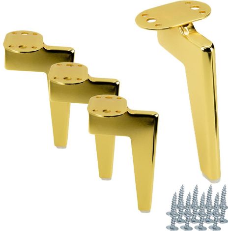 Ensemble de 4 pieds de meubles de style loft, pieds en métal chromé doré brillant de 18 cm pour design d'intérieur industriel, avec vis de fixation (1/5)
