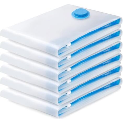 Sac de Rangement Sous Vide 6PCS,Sac sous vide Vetement Aspirateur,Compression Housse Aspirable Rangement Réutilisable pour Literie, Vêtements, Couettes, Matelas,Tente et Voyages(70  50CM) (1/4)