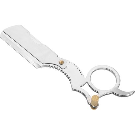 Rasoir de rasage pliant pour hommes avec tête en acier inoxydable - Outil de soin nettoyant pour le visage (Argent) (1/5)