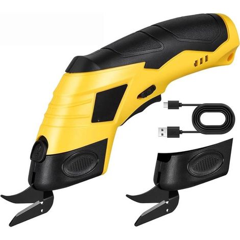 Ciseau électrique rechargeable – 4V – 2500 mAh – 10 000 tr/min – 2 lames – Tissu, carton, plastique, tapis (1/5)