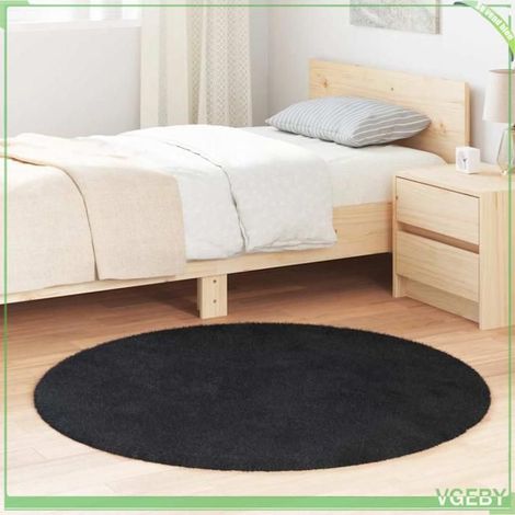 4102902 Tapis shaggy à poils longs NAVARRA noir 120x120 cm polyester (1/5)